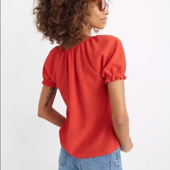 MADEWELL TEXTURE & THREAD Peasant Short Sleeve Top Blouse S - Picture 4 of 9